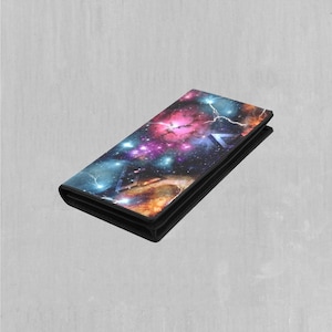Portefeuille Galaxies Collide pour femmes avec fermeture à pression en deux volets de l'espace extra-atmosphérique