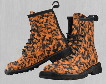 Savage Orange Camo Bottes à lacets en simili cuir pour femme