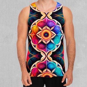 Blossoming Spectrum Mandala Men&#39;s Tank Top Muscle Sleeveless Shirt