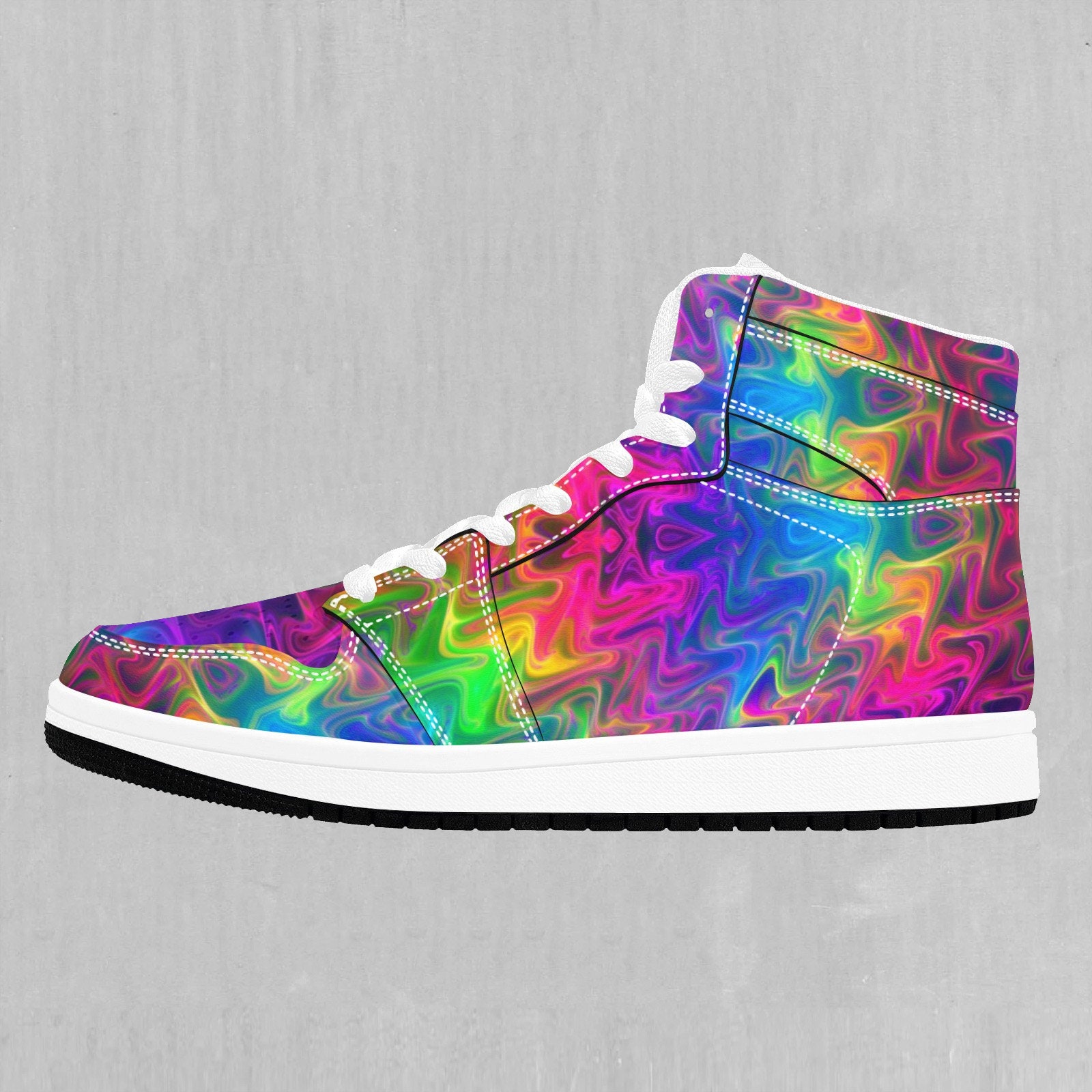 Holographic Floral Psychedelic Men's Low Top Shoes