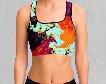 Lava Bath Psychedelic Sports Bra, Women's Sports Bra, Workout Bra, Yoga Bra, Sports Bra For Women, Compression Bra