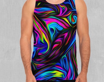 Camiseta sin mangas para hombre con estampado de ondas psicodélicas