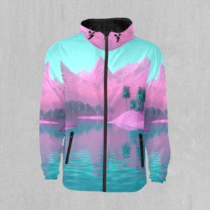 River of Bliss Vaporwave Pastel Snowboarding Windbreaker and Ski Windbreaker Jacket