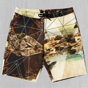 Geometrische Shores Tropical Beach Board Shorts Herren Badeanzug Badehose mit Taschen und Kordelzug