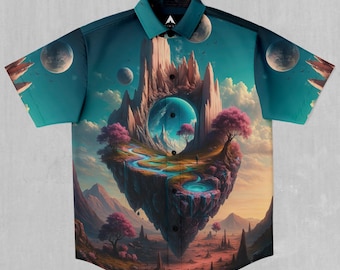 Dream Isle Psychedelic Short Sleeve Button Down Collared Shirt