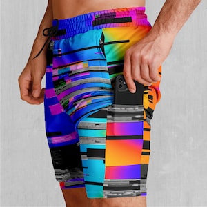 Spectrum Noise Vaporwave Retro Men&#39;s 2 in 1 Compression and Athletic Gym Shorts