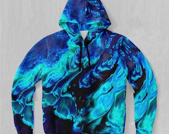 Enigma Sea Psychedelic Abstract EDM Rave Festival Polyester Hoodie