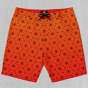 Star Net (Pyro) Board Shorts Men&#39;s Bathing Suit Swim Trunks With Pockets and Drawstring