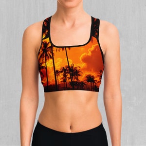 Lush Sunset Tropical Palm Tree Sports Bra, Women&#39;s Sports Bra, Workout Bra, Yoga Bra, Sports Bra For Women, Compression Bra