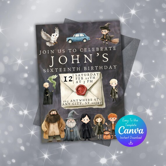 Harry Potter Birthday Invitation Template | Canva Editable Template | Digital Download | Harry Potter Birthday Party | Harry Potter Party