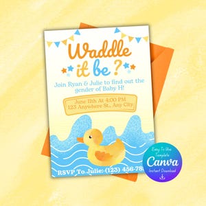 Gender Reveal Invitation | Gender Reveal Invites | Duck Gender Reveal | Gender Reveal Invitation Template | Gender Reveal Party Invitations