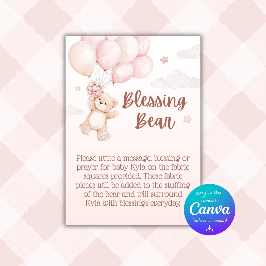 Blessing Bear Sign | Teddy Bear Baby Shower | Bear Baby Shower | Bear ...
