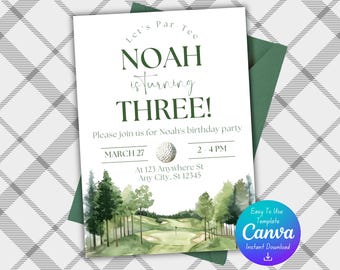 Golf Birthday Invitation | Golf Birthday Template | Editable Par-Tee Design | Instant PDF Download | Instant Golf Invitation |