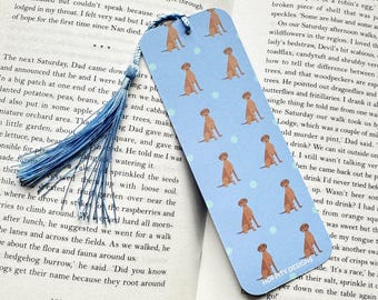 Vizsla bladwijzer: blauw hondenliefhebbercadeau met kwastje