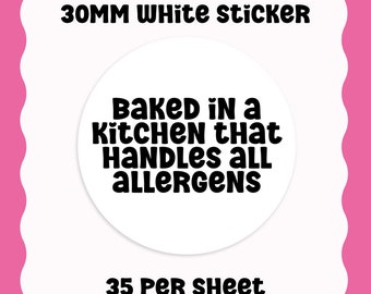 Allergen Stickers, Food Allergy Labels, Allergen Labels for bakers, Ingredients Labels, Allergy Awareness Labels, Intolerance, Natasha's Law