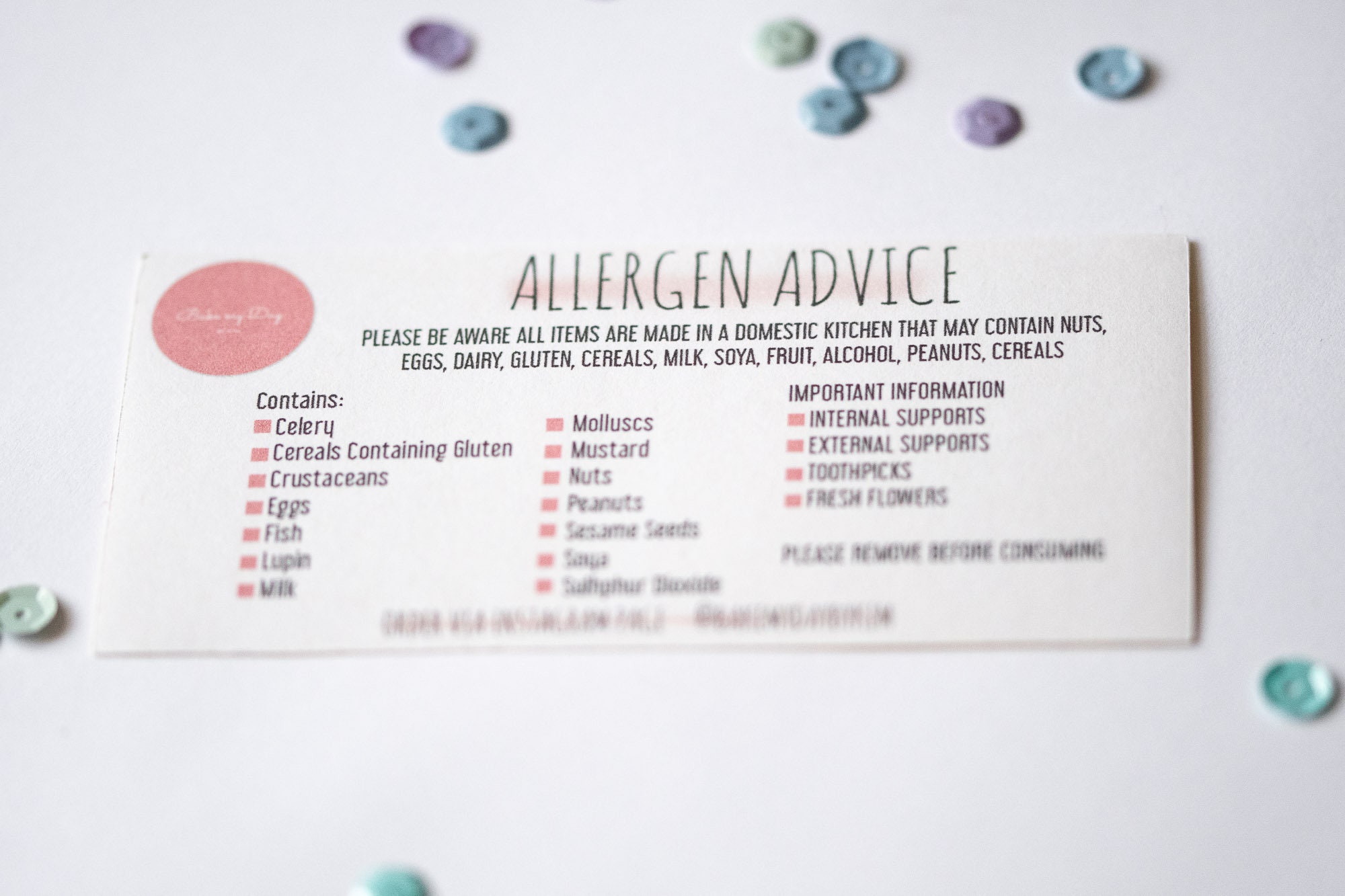 Matte Allergen Labels for Bakers allergen stickers for