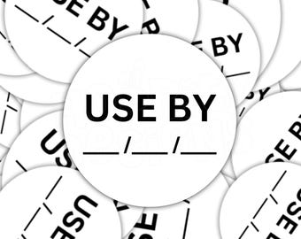 Use By Stickers: Round Expiration Date Labels for Food Packaging
