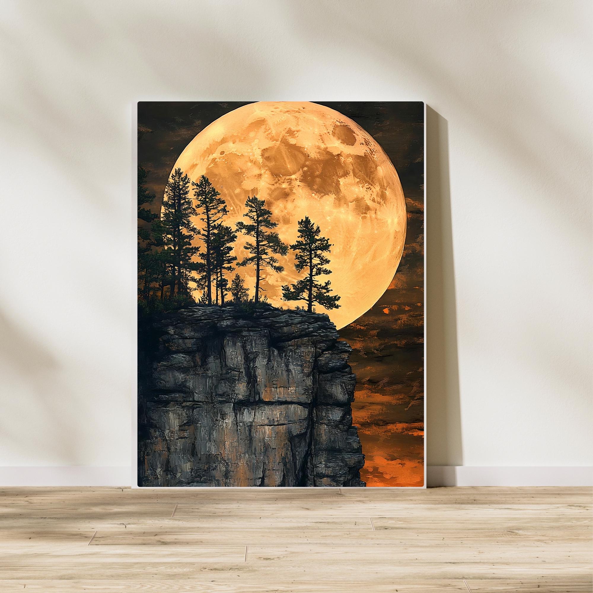 芸術写真 Nature Photograph Full Moon Art Print Artful Moonlight Cliff | Full Moon & Nature Landscape Wall