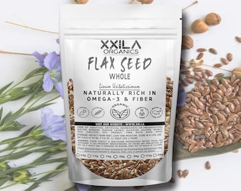 Flax Seed Whole, Organic Non-GMO, High in Omega 3 & Fiber, Perfect for Smoothies