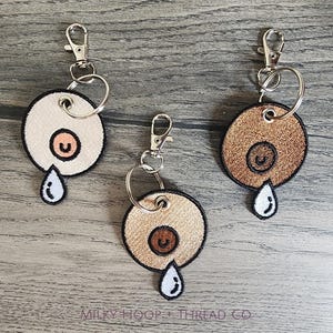 Embroidered Boob Milk Drop Keychain Breastfeeding Keychain