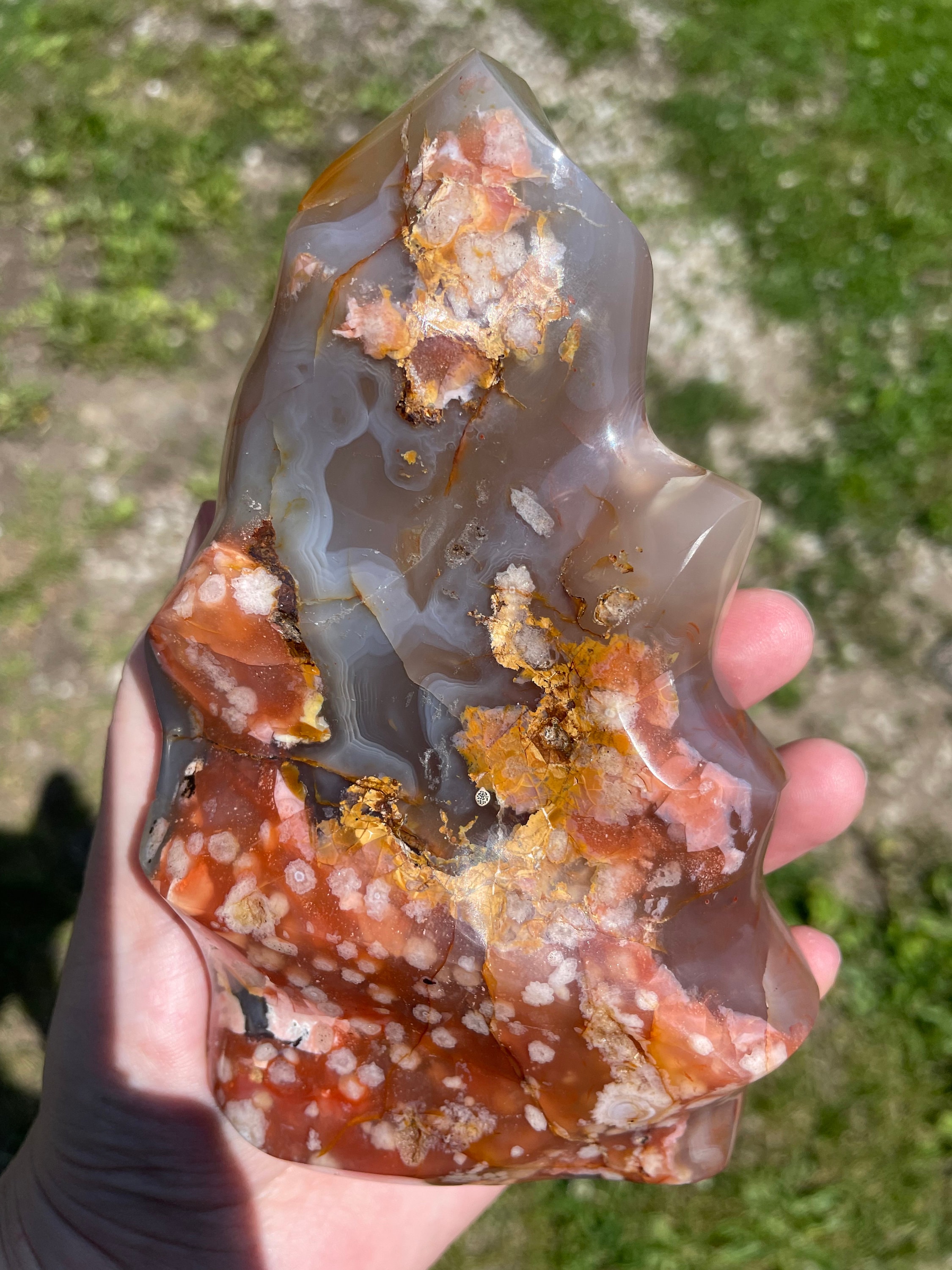 Flower Agate Crystal Flame Heart Higher Heart Chakra Etsy.de