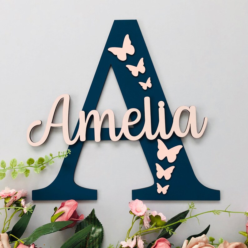Girls Nursery Personalised Wall Letter Wooden wall name Etsy