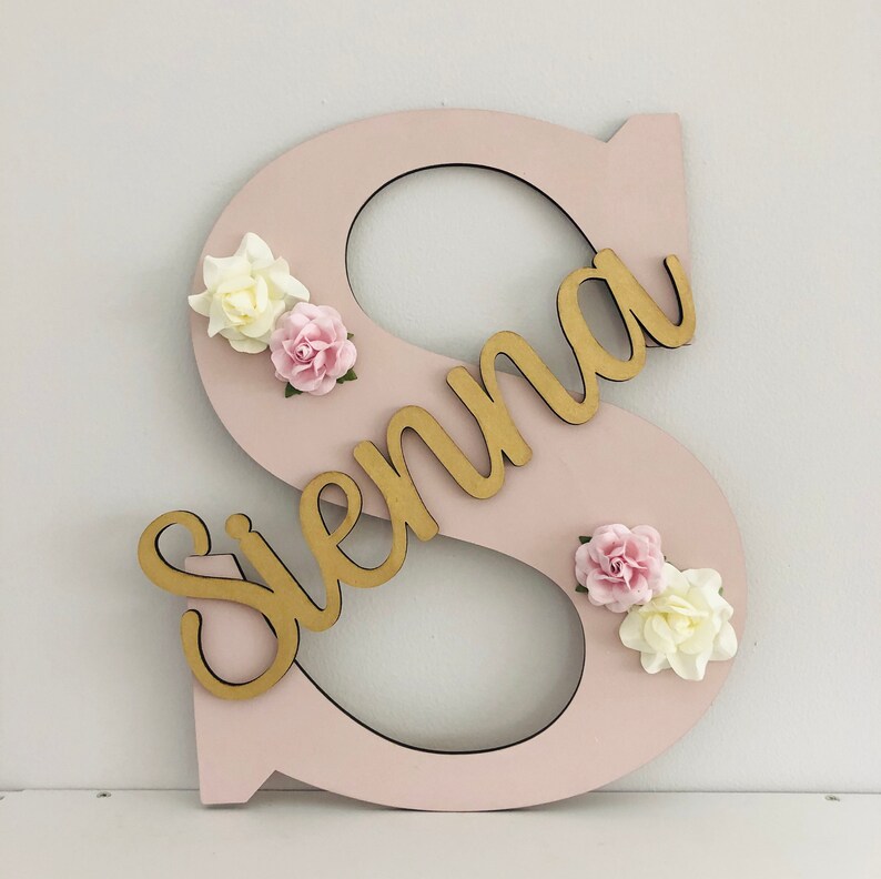 Girls Nursery Personalised Wall Letter Wooden wall name Etsy