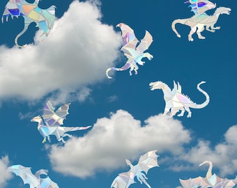 SUPERDANT Drachen Fensteraufkleber - Bunte Vogelschutz-Sticker Mit Regenbogeneffekt