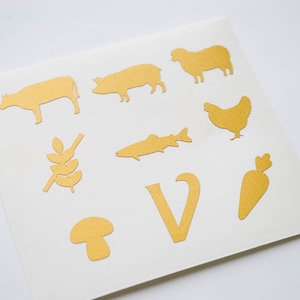 30 autocollants de menu, autocollants de repas, autocollants de carte de place, autocollants de choix de nourriture, repas végétalien sans gluten végétarien