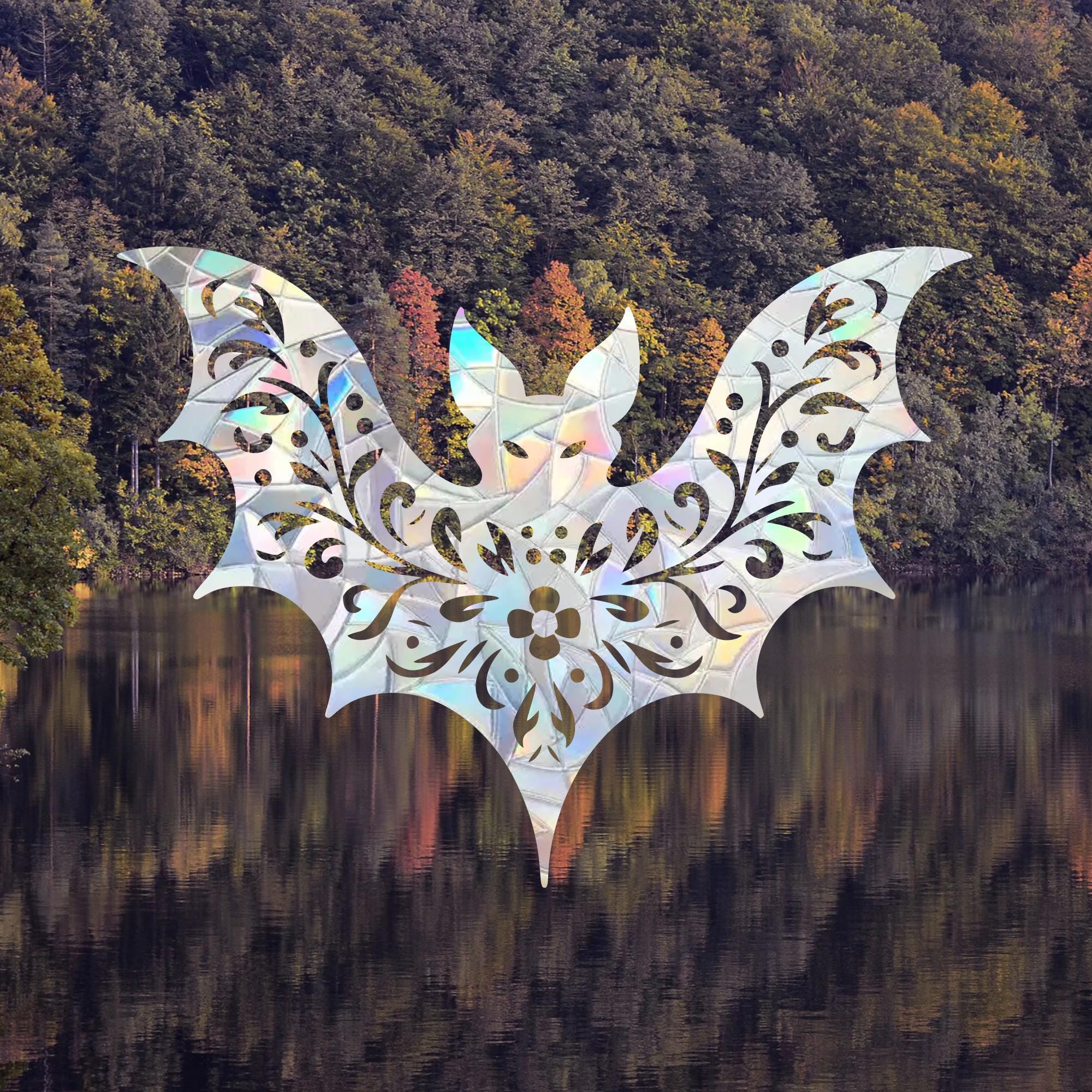 Floral Bat Suncatcher Sticker, Bat Rainbow Maker Decal, Suncatcher for ...