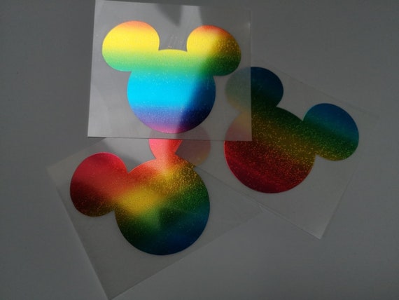 Disney Mickey Mouse ears iron on glitter vinyl TRANSFER decal patch applique