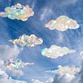 6 clouds suncatcher sticker, clouds rainbow maker decal, suncatcher for windows, self adhesive window cling, sun catcher window art product logo