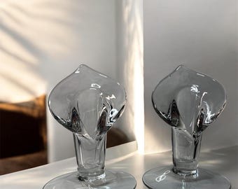 Vintage Clear Glass Jack-in-the-Pulpit Vase – Elegant Victorian-Inspired Art Glass