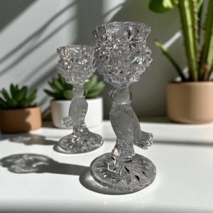 Vintage Hofbauer Byrdes Crystal Candlestick Holders – Elegant Avian Artistry from West Germany