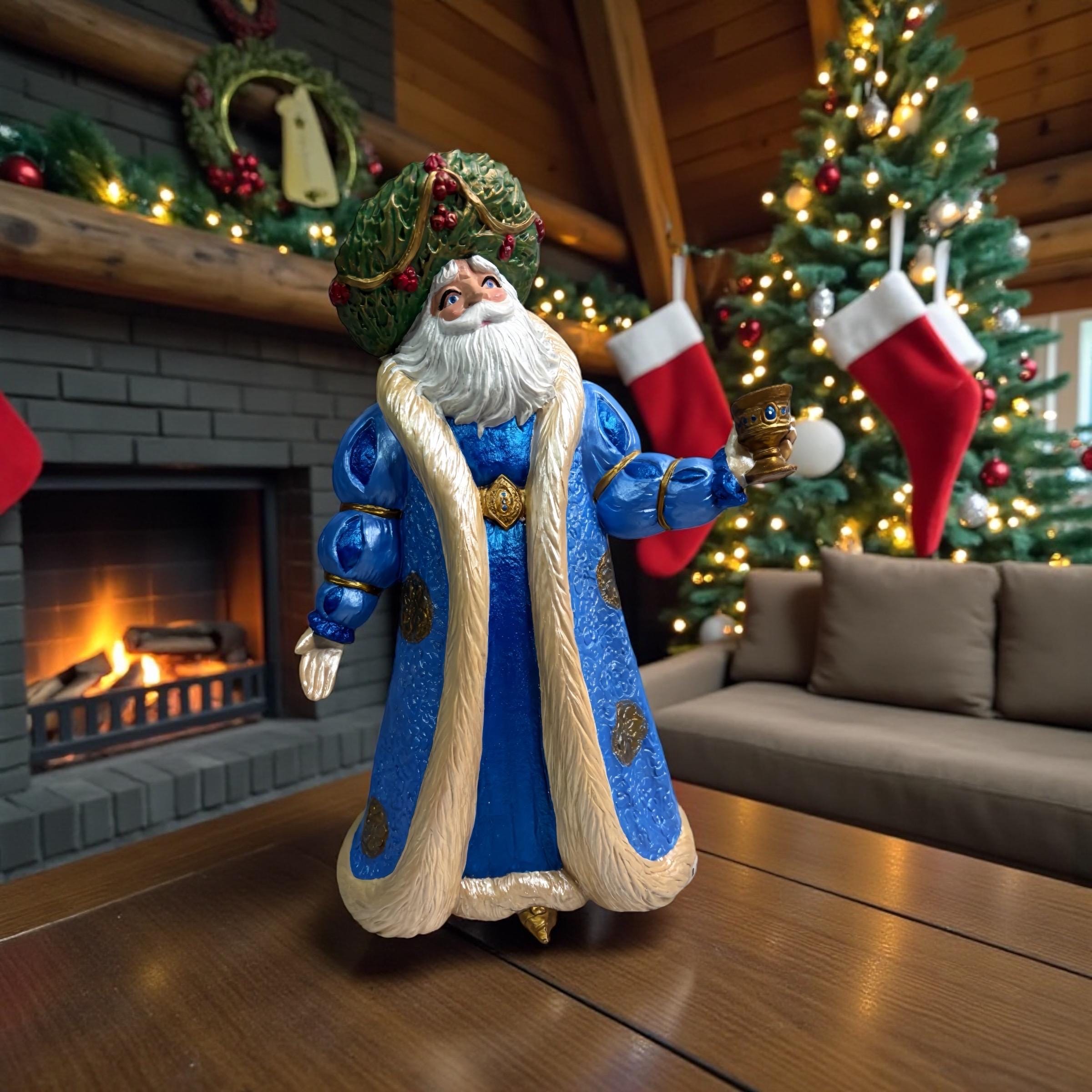 Blue Santa Figurines - Etsy