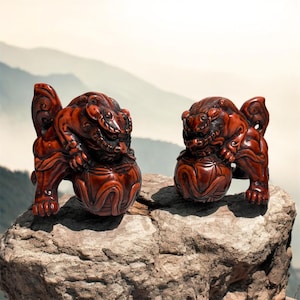 Traditional Okinawan Shisa Guardian Statues – Pair