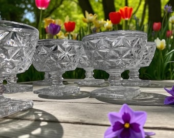 Mt. Vernon Clear (Crisscross Diamonds)by IMPERIAL GLASS-OHIO Champagne/ Sherbet set