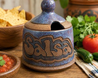 Vintage 1990 Tim Hahne Studio Art Pottery Salsa Jar Handmade North Carolina Stoneware Lidded Crock