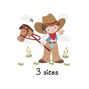 Cowboy Farm Horse embroidery design, boy embroidery design machine, Newborn embroidery pattern,file instant download, baby embroidery design