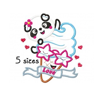 Panda Ice Cream embroidery designs, Animals embroidery design machine, zoo embroidery pattern file, instant download, baby embroidery