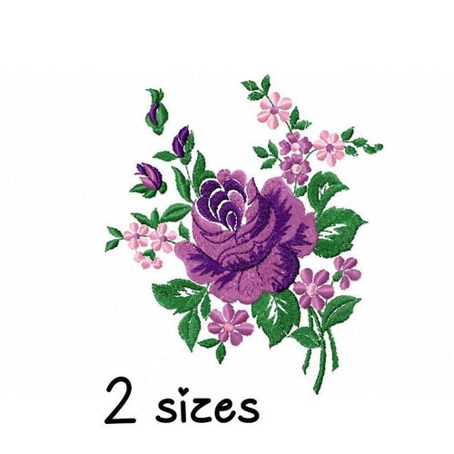 Purple Roses Embroidery Designs Flowers Embroidery Design Etsy