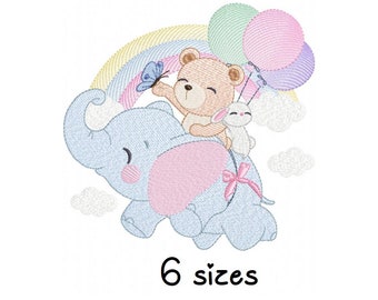 Cute Animals embroidery design, Baby embroidery design machine,  newborn embroidery pattern, file instant download, babies embroidery design