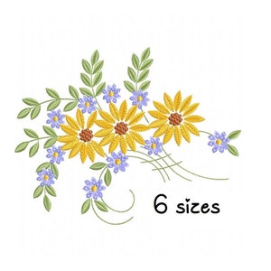 Sunflower embroidery design, Bouquet embroidery design machine, floral embroidery pattern, file instant download, towel embroidery design