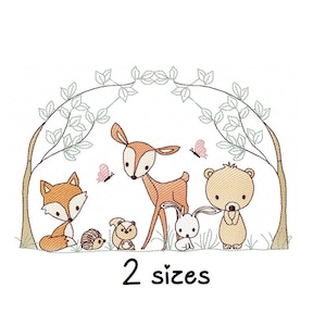 Forest Animals embroidery design, Baby embroidery design machine, Animals embroidery pattern, file instant download, Newborn embroidery