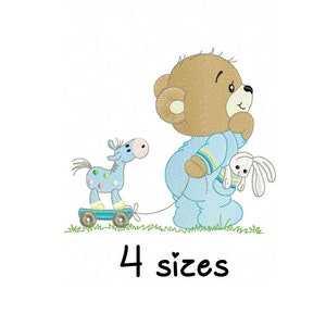 Bear Giraffe and Bunny embroidery design, boys embroidery design machine, newborn embroidery pattern, file instant download, baby embroidery
