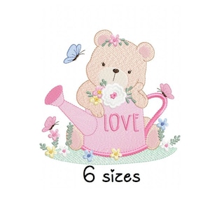 Cute Bear embroidery design, baby embroidery design machine, teddy bear embroidery pattern, file instant download, Newborn embroidery