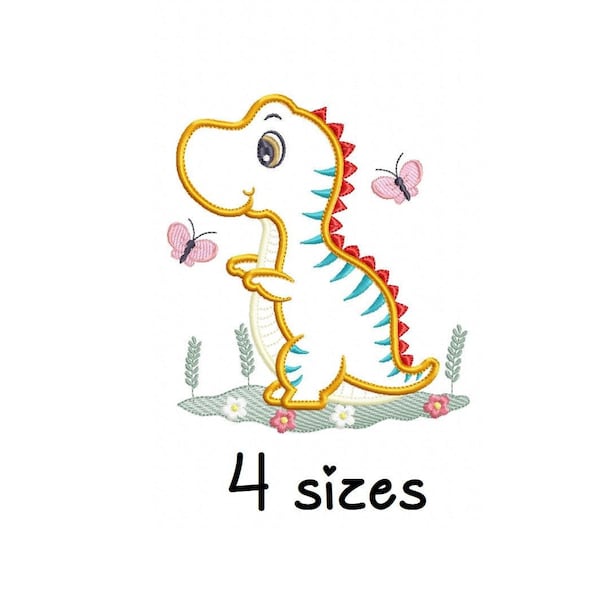 Dino Applique embroidery designs, boys embroidery design machine, kids embroidery pattern, file instant download, baby embroidery, dinosaur