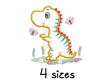 Dino Applique embroidery designs, boys embroidery design machine, kids embroidery pattern, file instant download, baby embroidery, dinosaur