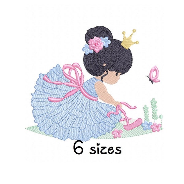 Cute Ballerina embroidery design, girly embroidery design machinet, ballet embroidery pattern, file instant download, baby embroidery design