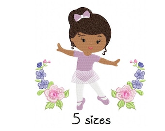 Ballerina embroidery design, girly embroidery design machinet, ballet embroidery pattern, file instant download, baby embroidery baby design